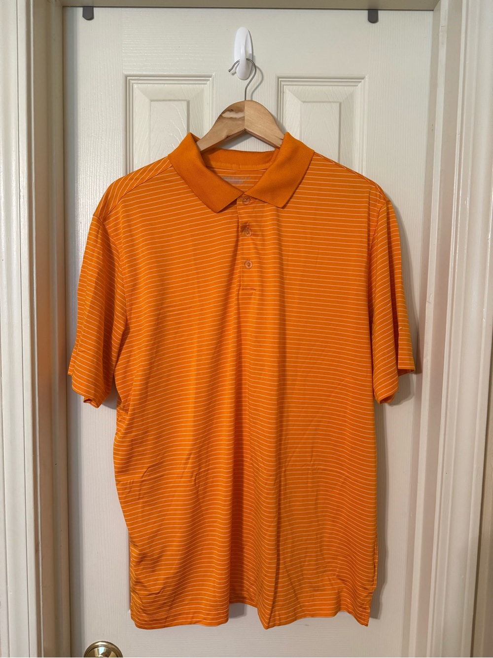 Nike Orange Striped Men's Button Down Polo